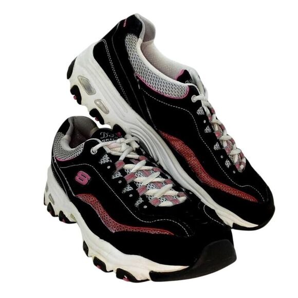 Skechers D'Lites Women's Pre-owned Black/Pink/Silver Running Sneakers - sz. 9 - Picture 1 of 6